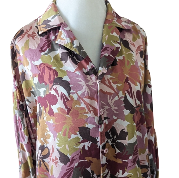 Revolve Tell Your Friends 100% Silk Top Small Camelia Dolman Button Down Satin - Picture 3 of 7